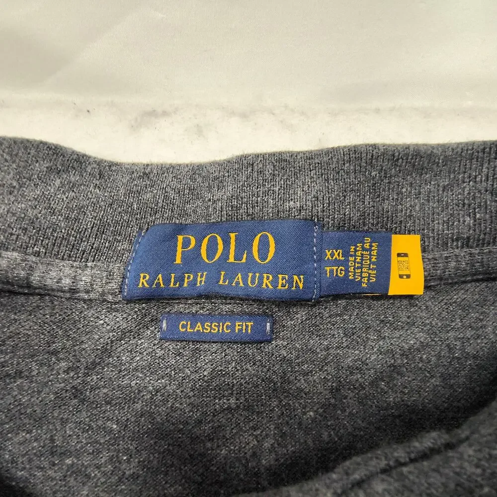 Polo Ralph Lauren Classic Fit Collared Long Sleeve Polo Shirt Mens Size 2XL Gray